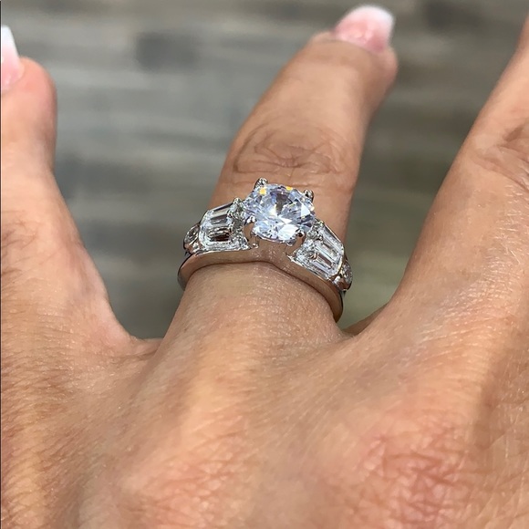 14k Gold plated Engagement Ring 2ct Round - Picture 13 of 13